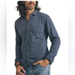 Faherty NWOT Sunwashed Knit Button-Up Organic Cotton Washed Blue Shirt Size XL